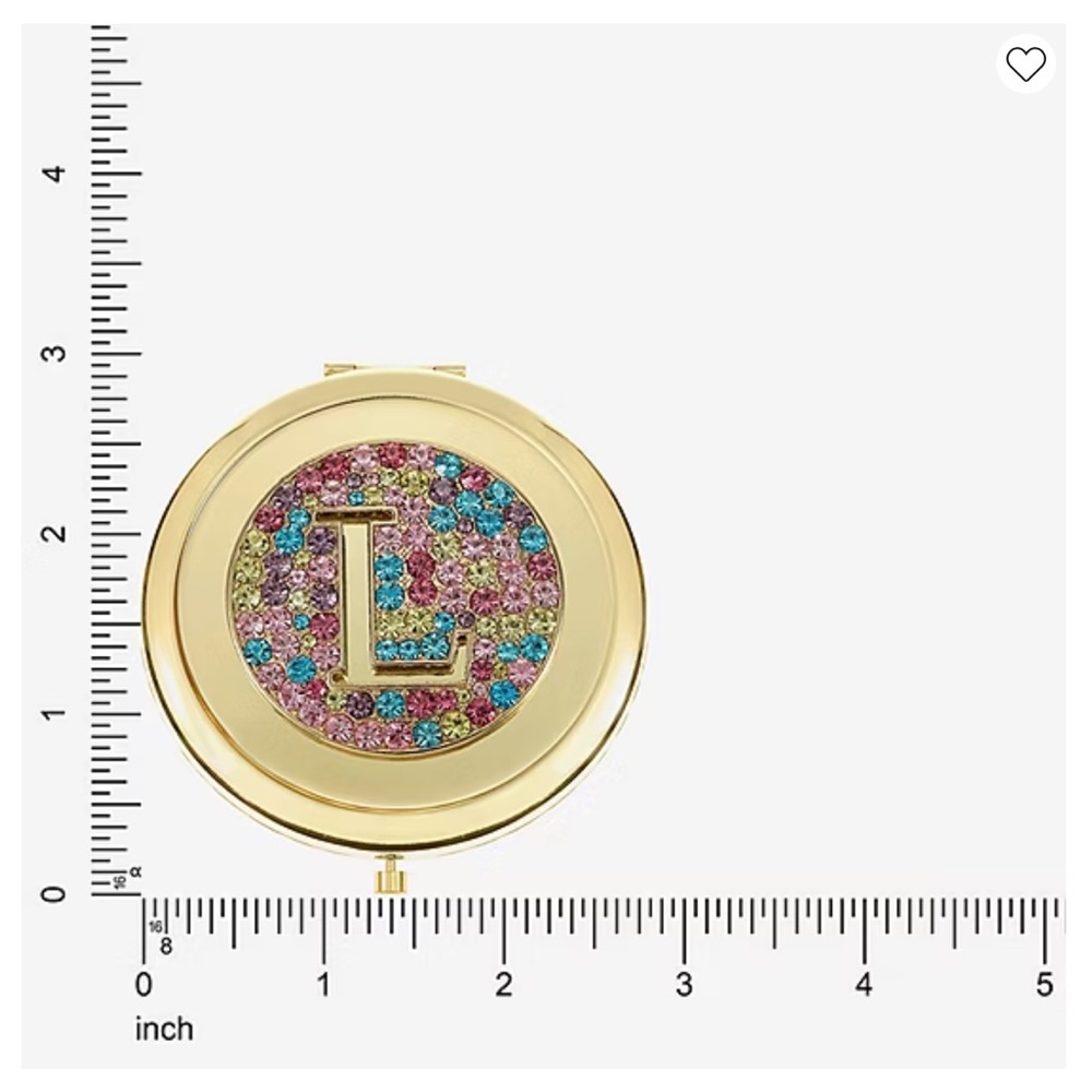 NWT MIXIT Luxe Monet JCPenney L Gold Multicolor Rhinestone Compact Mirror - Picture 3 of 9